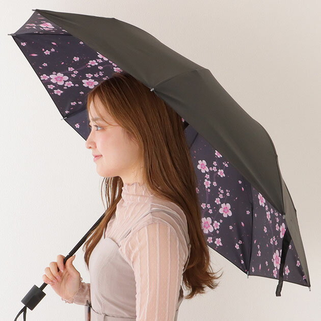 【雨晴兼用】 ソリッドカラー インナー アート 折りたたみ傘 女性 レディース アンブレラ 春 夏 秋 冬 ..
