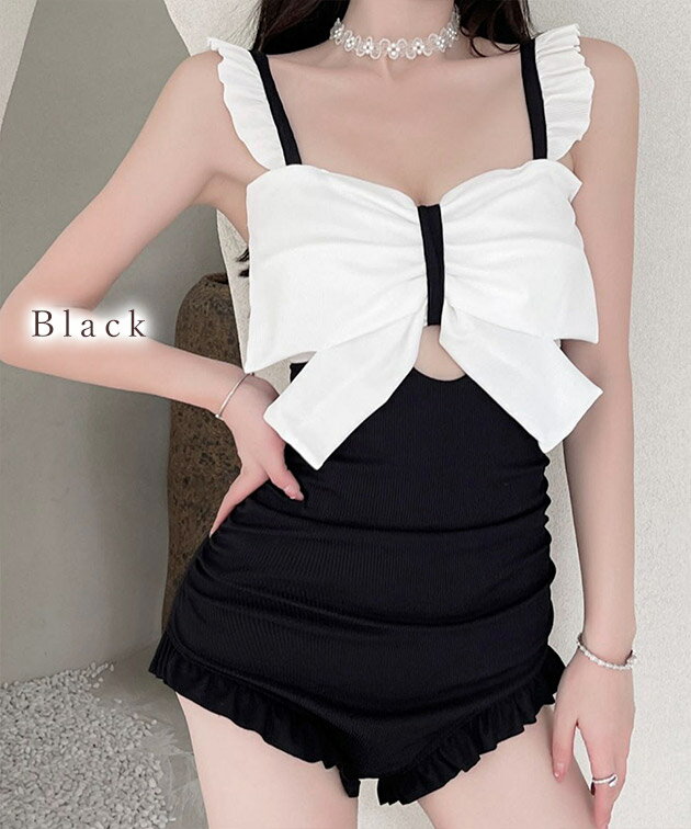 フロント リボン バイカラー フリル スイムウ...の紹介画像3