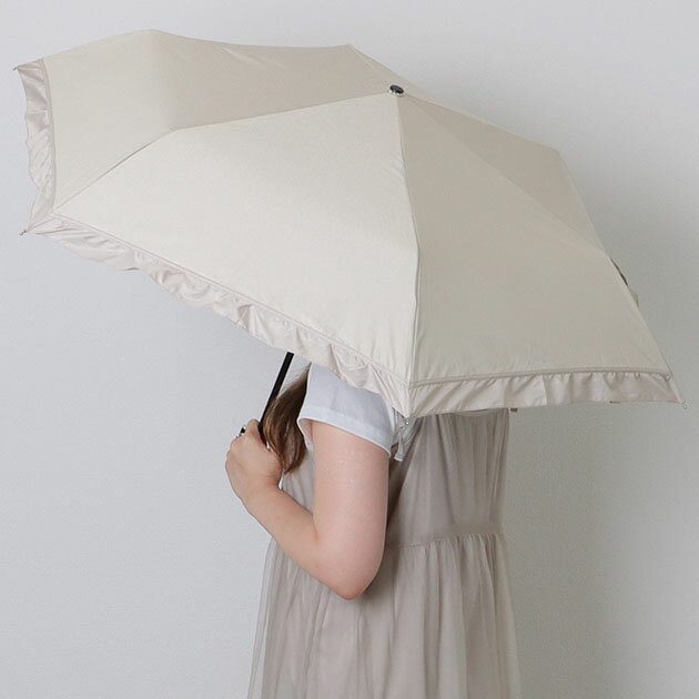 超軽量 ソリッドカラー フリル 晴雨兼用 折りたたみ傘 女性 レディース アンブレラ 春 夏 秋 日傘 雨傘 コンパクト ミニサイズ 持ち歩き 外出 旅行 トラベル きれいめ 上品 雨具 日除け 紫外線 UVカット