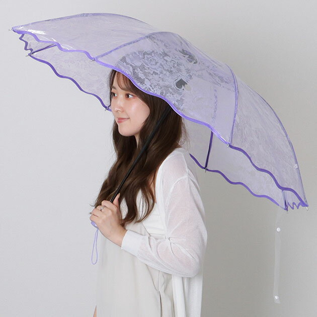 乐天商城 - クリア ウエーブ ハート デザイン 折りたたみ傘 女性 レディース アンブレラ 春 夏 秋 雨傘 コンパクト ミニサイズ 持ち歩き 外出 旅行 トラベル 雨具 単色 無地 木目 可愛い キュート 透明 安全