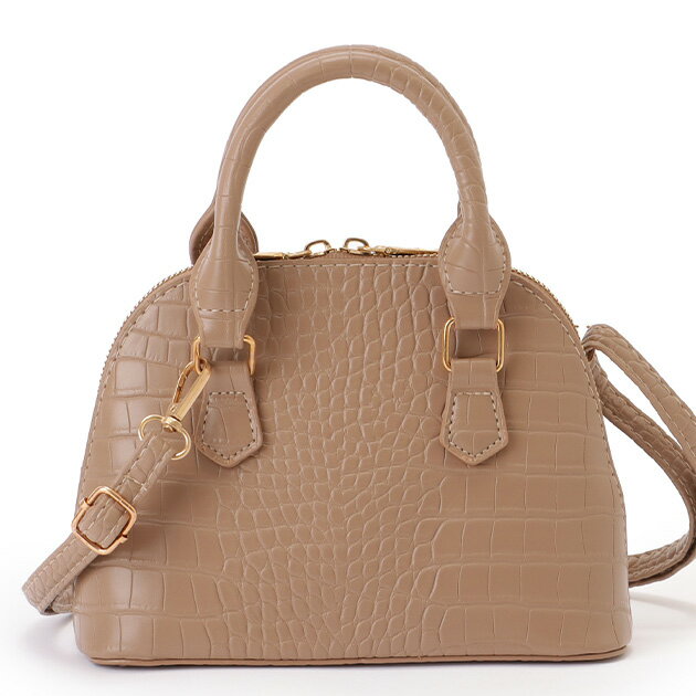 クロコ 型押し コンパクト レザー調 ショルダーバッグ 女性 レディース カバン 春 夏 秋 冬 合皮 単色 アニマル 上ハンドバッグ 2WAY 上品 シック 大人 シンプル デート マチ ファスナー クラシカル ミニサイズのサムネイル