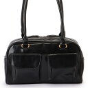 ポケット付き レザー調 コンパクト ボストン トートバッグ 女性 レディース カバン 春 夏 秋 冬 ショルダー 合皮 フェイクレザー 単色 無地 シンプル マット 上品 きれいめ カジュアル 着回し 大容量 ファスナー オンコーデ
