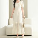 ビッグカラー フリル レース Iライン ロング ワンピース 女性 レディース スカート オールインワン 春 夏 秋 フレンチ ドレス マキシ丈 ハイウエスト 上品 エレガント マーメイド フリル オケージョン きれいめ