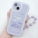 ウエーブライン バイカラー フラワー iPhone ケース 女性 レディース スマホ カバー アクセサリー 立体 ストラップ 花 配色 イラスト もこもこ 可愛...