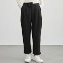 ハイウエスト タック テーパード クロップド パンツ 裏起毛 女性 レディース ボトム ズボン 秋 冬 保温 温活 あったか 厚手 起毛 単色 無地 細見え 腰高設計 シンプル ベーシック クラシカル きれいめ マニッシュ オンコーデ サルエル アシンメトリー