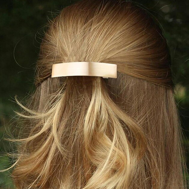 Rakuten - 【2点セット】メタル ニュアンス デザイン ヘア バレッタ 女性 レディース ヘアアクセサリー 春 夏 秋 冬 髪飾り 髪留め メタリック 華やか 上品 エレガント シンプル 可愛い まとめ髪 アクセント ヘアアレンジ 高見え 結婚式 二次会 パーティー