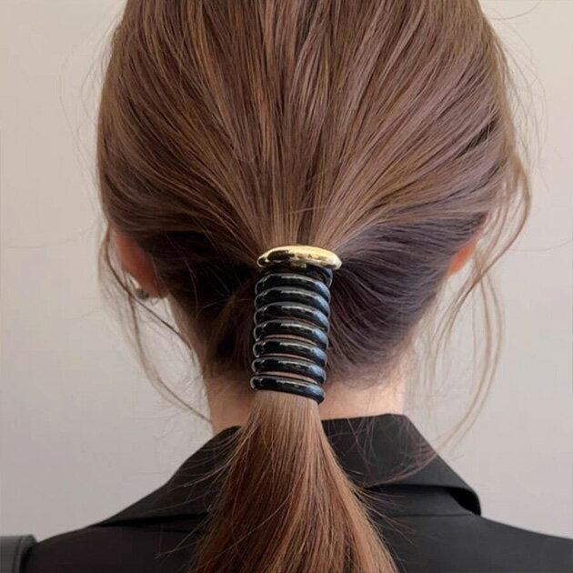 Rakuten - 【2点セット】メタル フック スプリング コイルポニー 女性 レディース ヘアアクセサリー 春 夏 秋 冬　髪留め 髪飾り まとめ髪 くるくる 華やか 上品 エレガント ドレッシー おしゃれ 大人っぽい アクセント ヘアアレンジ お呼ばれ 結婚式 二次会 パーティー