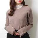 ヘキサゴン クルーネック 長袖 ニット プルオーバー 女性 レディース トップス セーター 秋 冬 単色 無地 コンパクト ボタン 丸首 カジュアル 定番 大人...