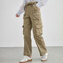 ベルト付き ハイウエスト 多ポケット カーゴ デニム パンツ 女性 レディース ジーンズ Gパン ボトム 春 夏 秋 冬 腰高設計 体型カバー ゆったり レトロ...