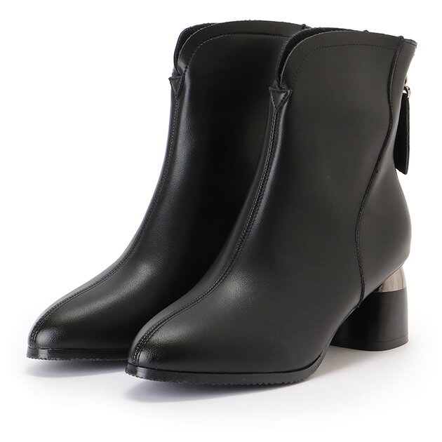 レザー調 メタリック チャンキー ショート ブーツ 女性 レディース 靴 シューズ 秋 冬 合成皮革 シンプル クラシカル 定番 クラシック 大人 カジュアル モード アーモンドトゥ V字 安定感 太めヒール