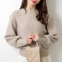 ソリッドカラー メニーパール ラウンドネック プルオーバー 女性 レディース トップス セーター 秋 冬 春 単色 無地 華やか 上品 ゆったり カジュアル き...