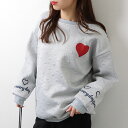 配色 ぽこぽこ ハート柄 長袖 プルオーバー 女性 レディース トップス トレーナー スウェット カットソー 春 秋 冬 厚手 ゆったり オーバーサイズ ドロッ...