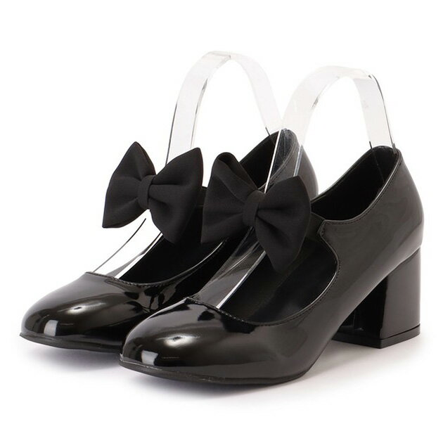 楽天レースレディースビッグ リボン エナメル調 チャンキーヒール パンプス 女性 レディース 靴 シューズ 春 夏 秋 冬 オールシーズン 合成皮革 ハイヒール 安定感 スタイルアップ 上品 きちんと ドレッシー ツヤ パーティー オケージョン フォーマル セレモニー