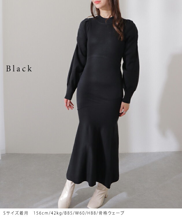 プチハイネック ギャザー袖 マーメイド ニット...の紹介画像3