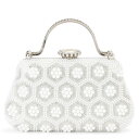 2WAY パール モチーフ パーティー ハンドバッグ クラッチバッグ レディース オールシーズン ビジュー がま口 ミニサイズ 結婚式 オケージョン お呼ばれ エレガント フェミニン 上品 フォーマル 謝恩会 セレモニー