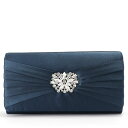 2WAY ビジュー プリーツ サテン パーティー バッグ ショルダーバッグ レディース オールシーズン スクエア 横長 結婚式 披露宴 オケージョン エレガント...