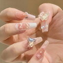 立体 アート付き ピンク ネイルチップ セット 女性 レディース 爪 アート ジェル トップコート 春 夏 秋 冬 ベージュ シアー チェック アニマル くま ...