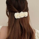【2点セット】3連 ローズ ヘア バレッタ 女性 レディース ヘアアクセサリー 春 夏 秋 冬 可愛い 上品 花 フラワー オーガンジー 透け感 シアー ガーリ...