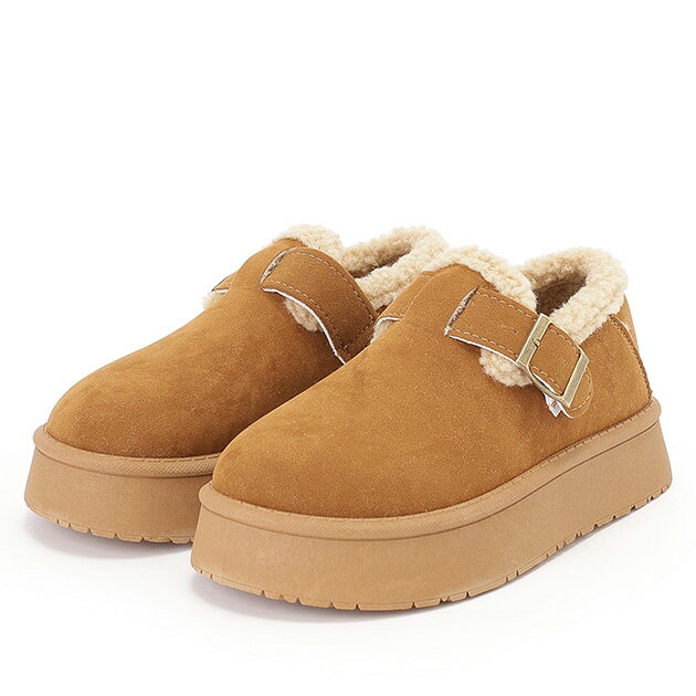 スエード調 ベルト付き 軽量 厚底 ボア シューズ シューズ レディース ユニセックス 男女兼用 秋 冬 ム..