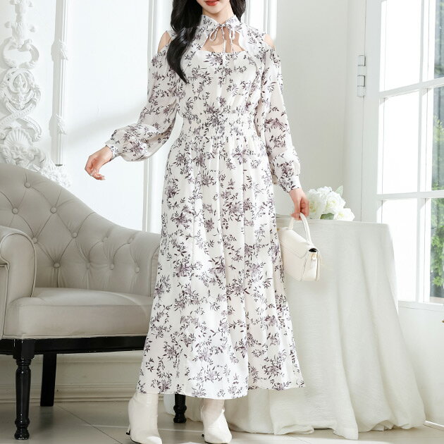 楽天市場】花柄 ワンピース 秋（カラーパープル）の通販