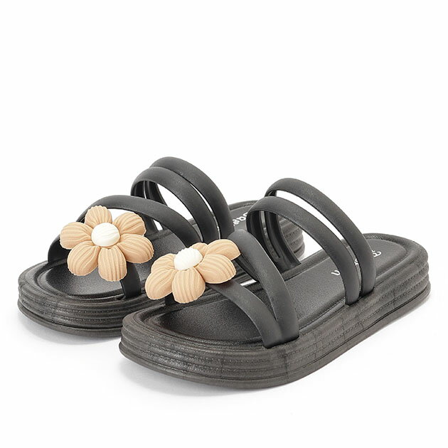 Rakuten - 2WAY フラワー モチーフ チューブ アンクルストラップ 厚底 サンダル シューズ レディース 夏 プラットフォーム サマー 単色 無地 歩きやすい 柔らかい 脚長効果 身長アップ スタイルアップ スリッパ フェミニン 大人可愛い おしゃれ デート