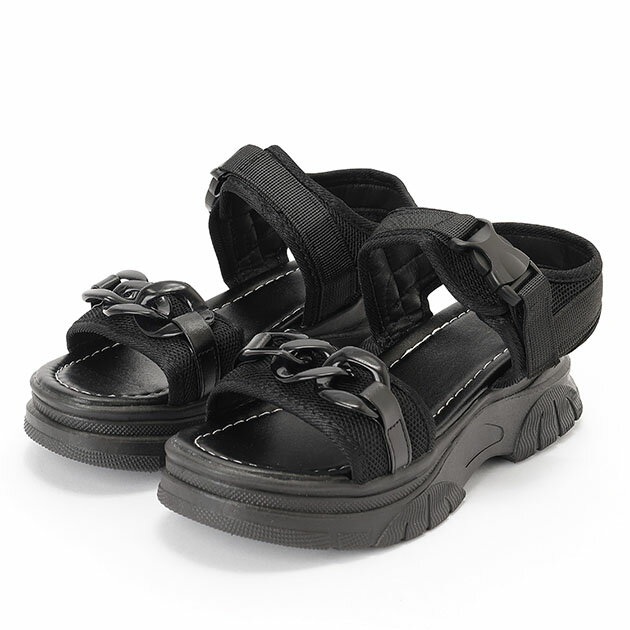 楽天レースレディースチェーン付き 厚底 プラットフォーム スポーツ サンダル シューズ レディース 夏 プラットフォーム 単色 無地 歩きやすい 脚長効果 身長アップ スタイルアップ ビーチサンダル カジュアル スポーティー おしゃれ デイリー レジャー 旅行 韓国コーデ