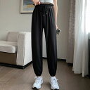 ソリッドカラー テレコ イージー フィットネス パンツ 女性 レディース ボトム ズボン スウェット ジャージ スパッツ レギンス 9分丈 単色 無地 腰高設計...