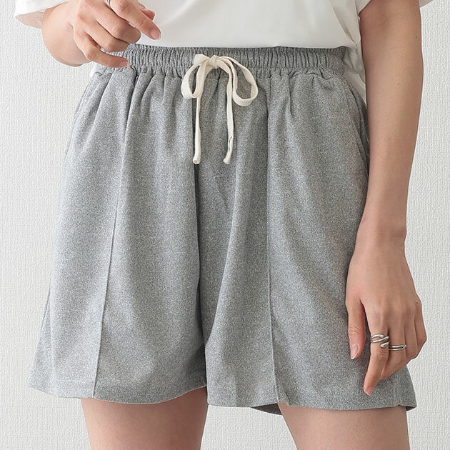 Nylon, Rayon, Polyester - スウェット リラックス センターシーム ショート パンツ ボトム レディース オールシーズン 短パン ハーフパンツ 無地 楽ちん シンプル ベーシック スポーティー カジュアル ストリート アウトドア おうち服 トレーニング ジム