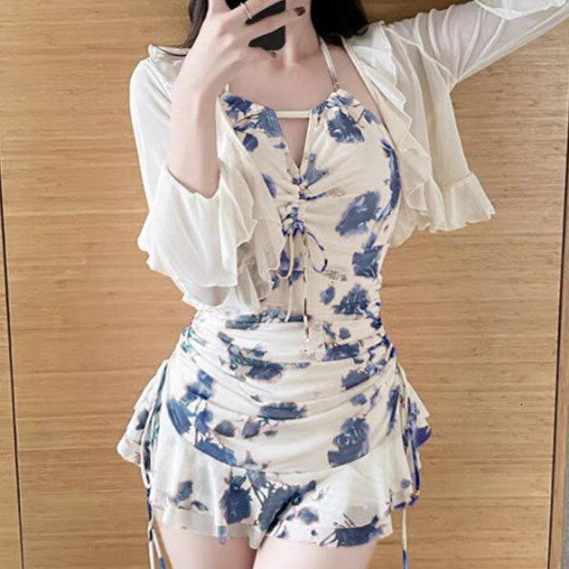 花柄ホルターネックギャザーフリル水...