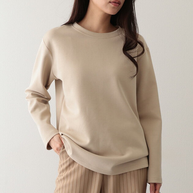 Rakuten - ソリッドカラー クルーネック 長袖 ベーシック Tシャツ 女性 レディース トップス カットソー プルオーバー 春 夏 秋 ロンT 丸首 定番 単色 無地 シンプル ミニマル オールシーズン 重ね着 着まわし ドロップショルダー ゆったり