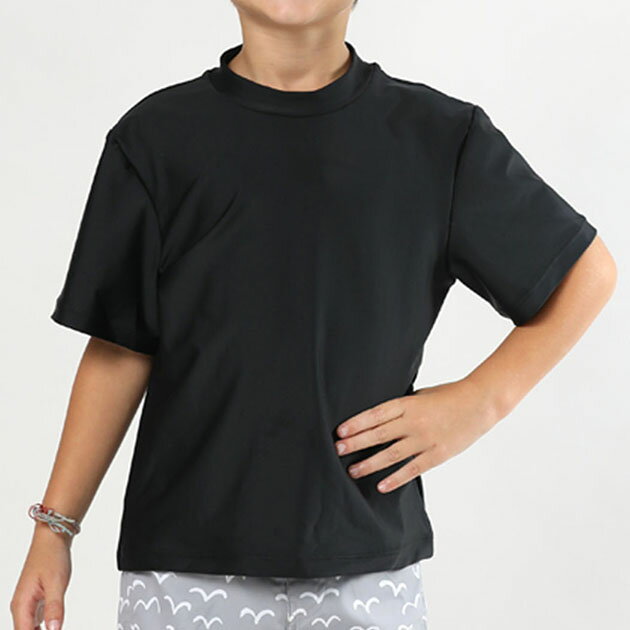 キッズ ハイネック 半袖 ラッシュガード 水着 男女兼用 夏 スイムウェア 水陸両用 UVカット Tシャツ 日..