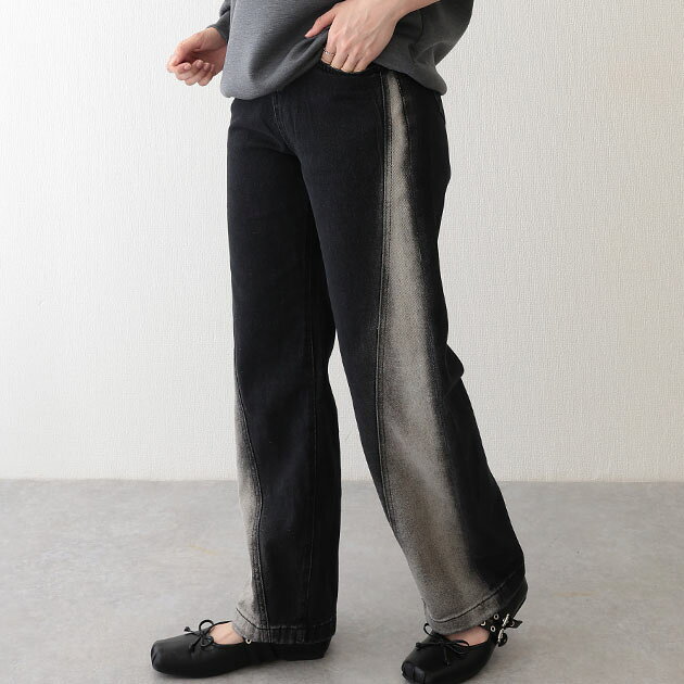 Flare Jeans - ウォッシュ加工 グラデーション ハイウエスト ワイド デニムパンツ ボトム レディース オールシーズン スタイルアップ 脚長効果 ゆったり リラックス カジュアル ストリート モード デイリー トレンド おしゃれ かっこいい Y2K 韓国ファッション
