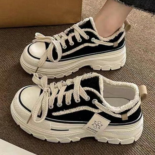 ローカット 厚底 フリンジ キャンバス スニーカー 女性 レディース 靴 シューズ ボリューム 通気性 カジュアル スポーティ アクティブ ストリート レジャー 存在感 スタイルアップ フラット メンズライク