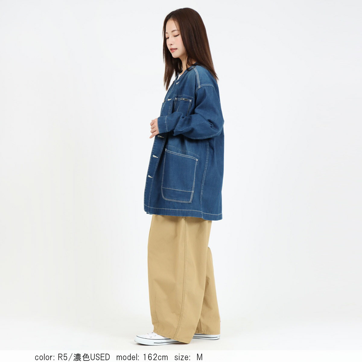 【新作入荷】【公式】 Cafetty カフェッティ デニムロングカバーオール レディース 濃色USED 中色USED アウター デニムアウター 羽織り シーズンレス [2025秋冬新作] [秋冬] CF7194