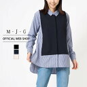 【公式】【25%OFF】M・J・G エムジジェ コンビシャツ レディース トップス クルーネック レイヤード シャツ カットソー 裏毛 ストライプ シンプル 大...