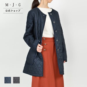 【SALE 1点5%OFF/2点10%OFFクーポン対象】【公式】【40%OFF】【SALE】 M・J・G エムジジェ キルティングコート レディース アウター M L 上着 コート キルティング クルーネック 長袖 チャコール ネイビー 大人カジュアル 重ね着 [SALE] GMT602