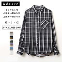 【公式】【40%OFF】M・J・G エムジジェ ガーゼ接結シャツ レディース サテン 綿100% ストライプ チェック 小紋柄 ベージュ ブルー ブラック イエ...