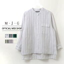 more10 offクーポン対象 5/6まで【公式】【15 OFF】■涼■ M J G エムジジェ フレンチリネン8分袖シャツ レディース リネンシャツ ノーカラー 麻 白 ホワイト ストライプ ピンク 小紋柄 羽織り 天然素材 2023春夏新作 春夏 GMT726 母の日 プレゼント