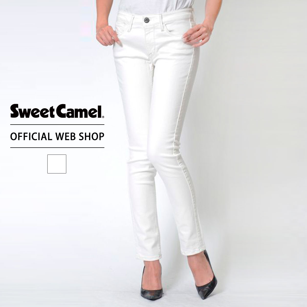 【公式】【40 OFF】Sweet Camel スウィートキャメル テーパードスキニー レディース ジーンズ カラーパンツ 52-67cm ワンウォッシュ ホワイト カーキ フルレングス デニム 秋冬 SALE SC5271 母の日 プレゼント