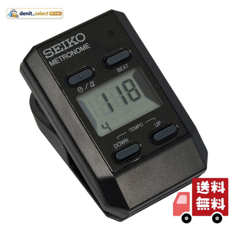 寸法:37(W)×57(H)×34(D)mm 重量:35g(電池含む) テンポ:30~250拍/分 リズム:3連、4連中抜きなど6種類 メモリー機能