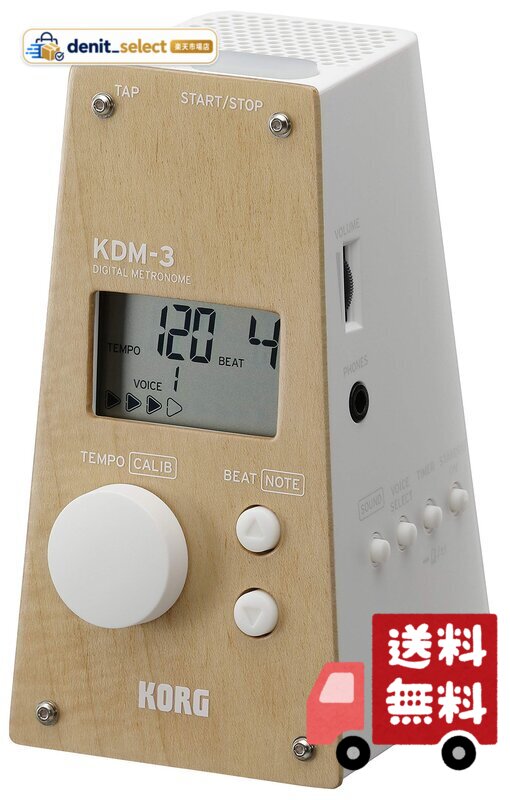 機械式メトロノーム音を含む、8種類のメトロノーム音 19種類のビート・パターンを収録 用途に合わせた3通りのテンポ設定 基準音を聞きながらチューニングできる、サウンドアウト・モード 基礎練習に便利な、タイマー・モード