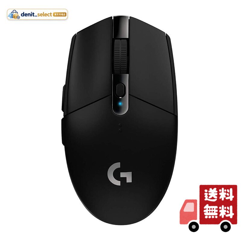 Logicool G ゲーミングマウス G304 LIGHTSPEED ワイヤレス ゲーミング マウス 軽量 99g HERO 12Kセンサー 6個プログラムボタン 250時間連続使用可能 ブラック PC windows mac 国内正規品 【 ファイナ
