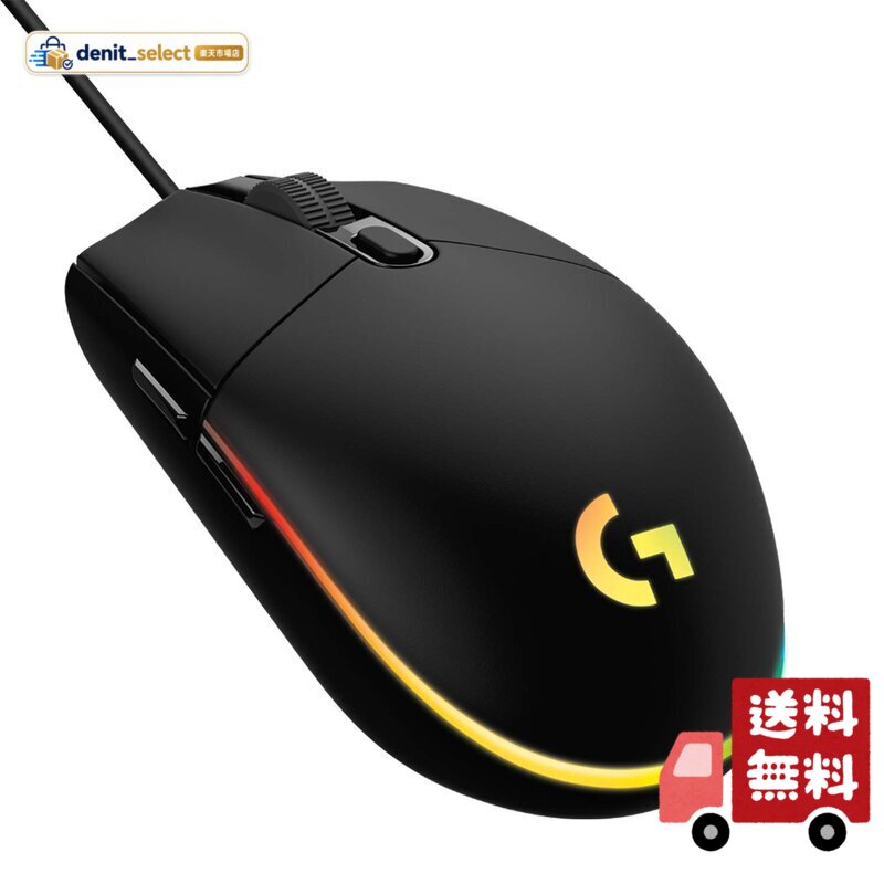 Logicool G ゲーミングマウス G203 有線 ゲーミング マウス USB 接続 G203-BK 軽量 85g LIGHTSYNC RGB 6個プログラムボタン ブラック PC windows mac 国内正規品 【 ファイナルファンタジー XI