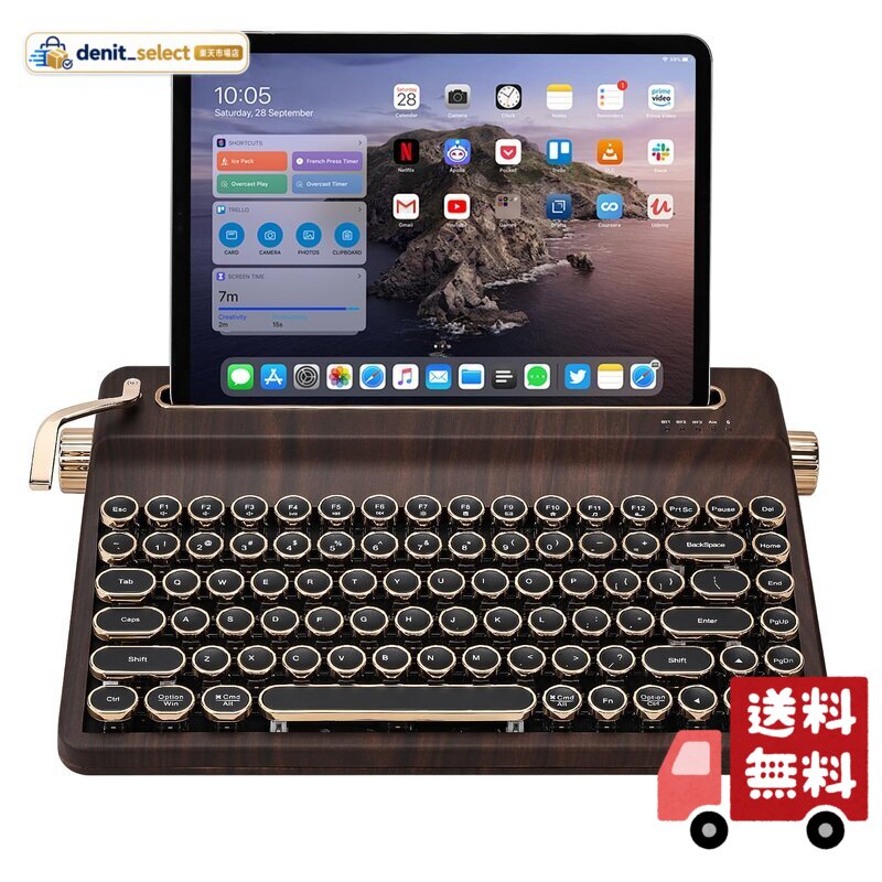 YUNZII QL75 タイプライターキーボード ワイヤレス レトロメカニカルキーボード ホットスワップ対応 パンクスタイルの丸型キーキャップ RGBバックライト QMK/VIAプログラマブル 2.4GHz/Type-C/BT5.0マルチデバイス接続 技
