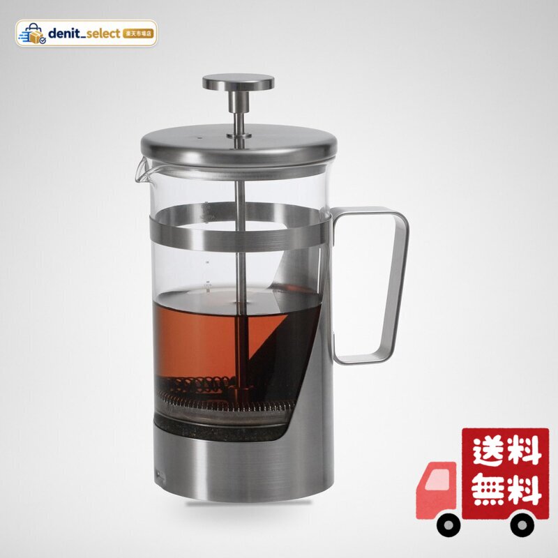 【ダブルメッシュプレス式コーヒーメーカー】 オールステンレス製のプレス式コーヒーメーカー。フィルターが二重になっており、滑らかな味わいを愉しめます。径は90mmで広いため、洗いやすく、プレスした際に安定感があります。 【お茶にも】 コーヒーだけでなく、お茶にもお使いいただけます。紅茶はもちろん、ハーブティーなど茶葉の種類を選びません。 【選べるサイズ】 サイズは、実用容量300mL(2杯用)と600mL(4杯用)の2種類。 【商品詳細】 本体サイズ:幅13.6×奥行9.2×高18.4、口径9.0cm、本体重量:約530g、実用容量:600mL、本体材質:本体/耐熱ガラス、ツマミ・フタ・ホルダー・シャフト・フィルター一式/ステンレス、日本製 ブランド:HARIO(ハリオ)