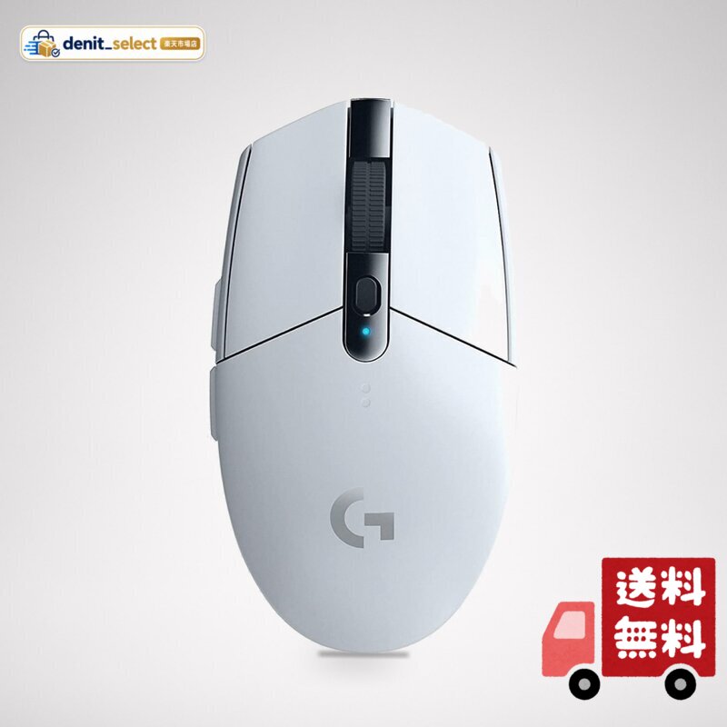 Logicool G ゲーミングマウス G304 LIGHTSPEED ワイヤレス ゲーミング マウス G304rWH 軽量 99g HERO 12Kセンサー 6個プログラムボタン 250時間連続使用可能 ホワイト PC windows mac 国内正規