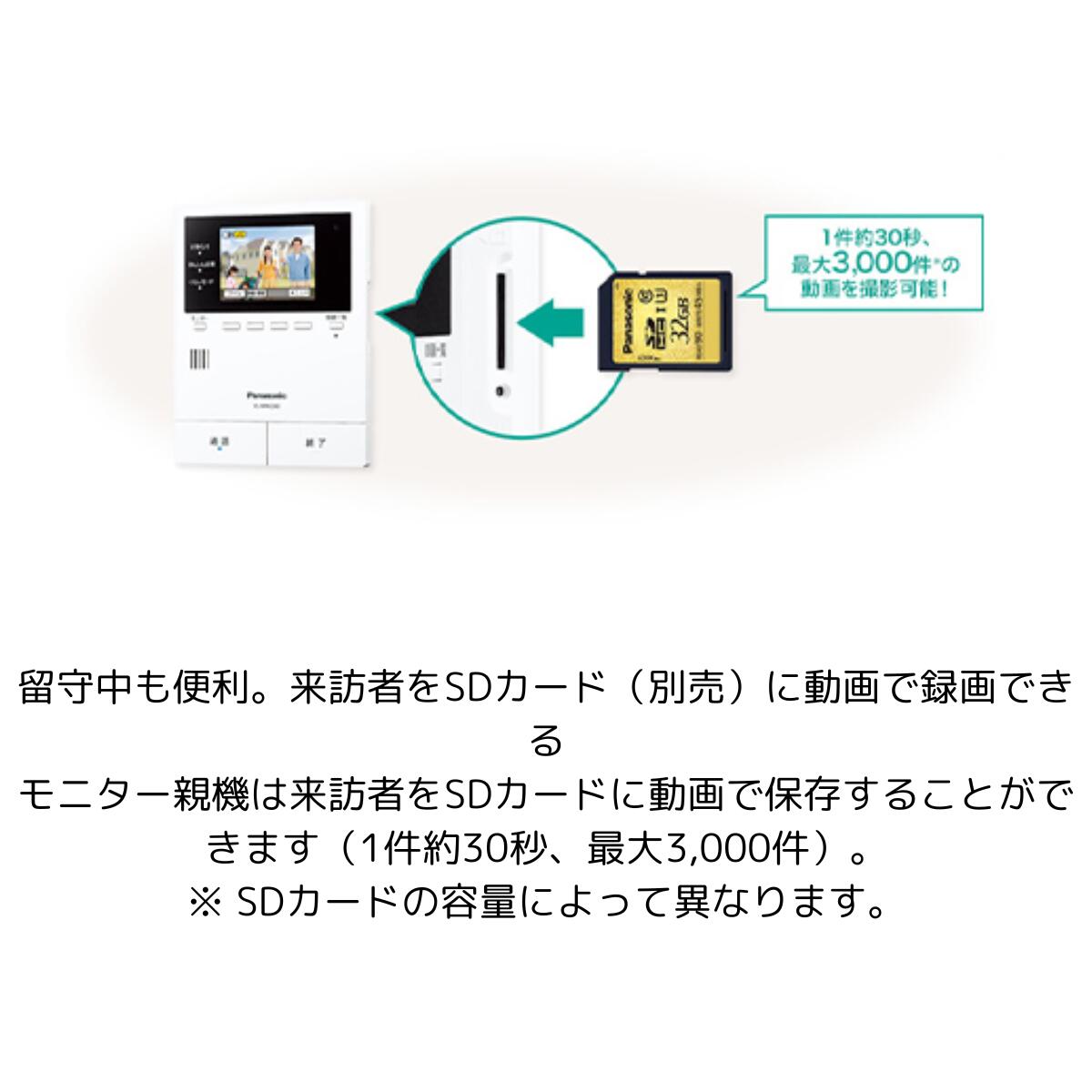 （レビューを書いてもれなく100円OFFクーポンプレゼント）インターホン　カメラ付き　VL-SWE310KFA　2−7タイプ 電源コード式 子機　ワイヤレス 3