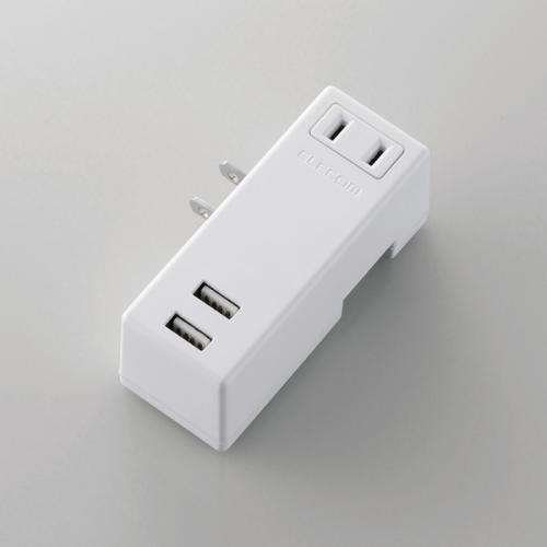 쥳 ELECOM USBå USB᥹2 AC1 ޤ ̵֥ 2.1A ۥ磻 MOT-U04-2122WHMOTU042122WH