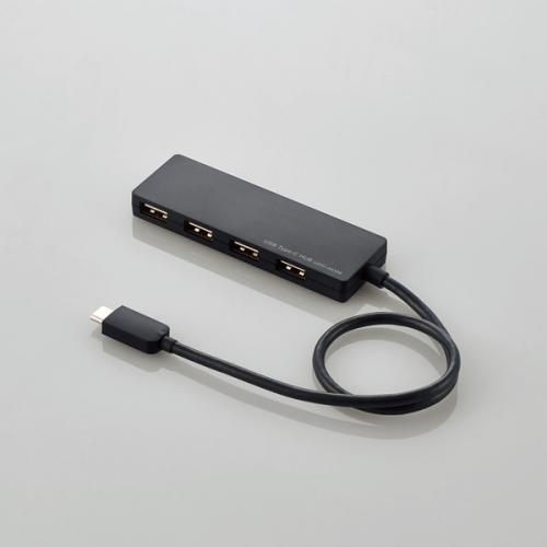 エレコム ELECOM USB2.0HUB Type-C Aメス4ポート バスパワー 30cmケーブル ブラック U2HC-A430BBK〈U2HCA430BBK〉