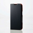 エレコム ELECOM iPhone 14 用 ソフトレザーケース 薄型 磁石付 カバー 手帳型 ブラック PMA22APLFUBK〈PMA22APLFUBK〉